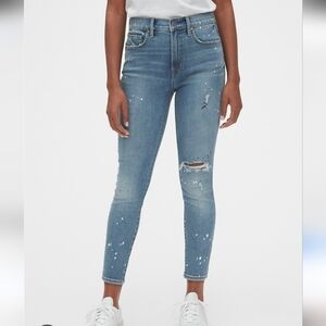 Gap true skinny jeans Destructed High Rise Ankle Paint Splatter 12/31